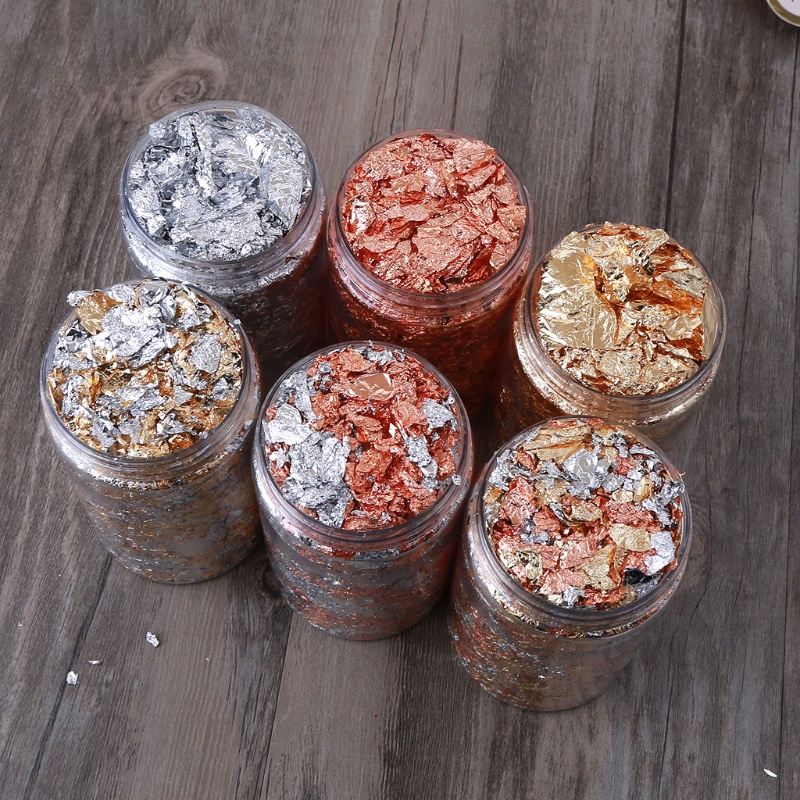 SIY  10g Gold Silver Gilding Flakes Metallic Foil Flakes Glitter Painting Art Craft Nail Art Resin Fillings Jewelry Making