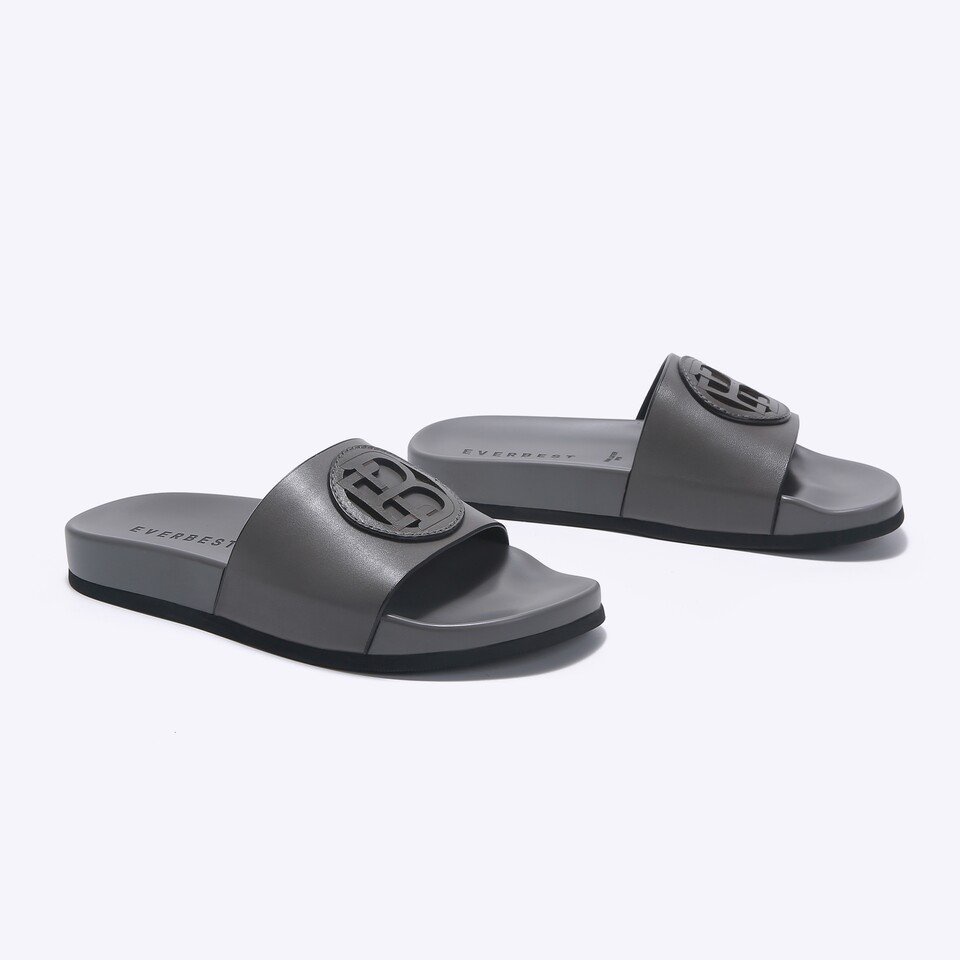 EM45 SANDAL SLIDE EVERBEST PRIA ORIGINAL CASUAL KULIT BRANDED ABU-ABU