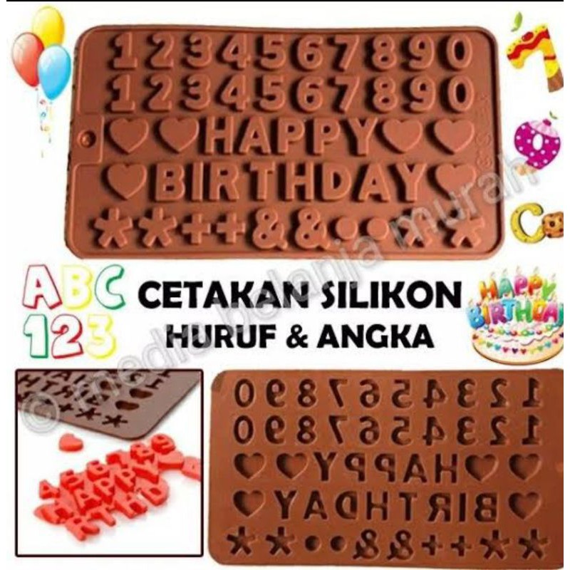 Cetakan Coklat Silikon Huruf Dan Angka