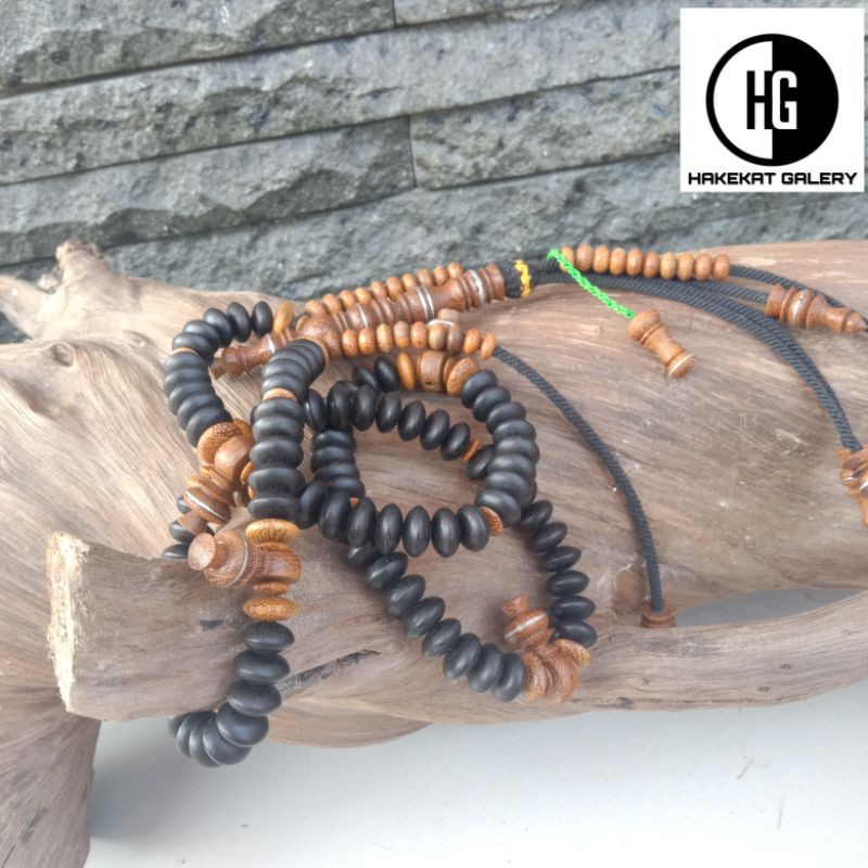 tasbih tijani kayu kelor hitam kombinasi kelor emas E01