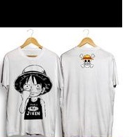 kaos anime onepiece luffy ngupil white