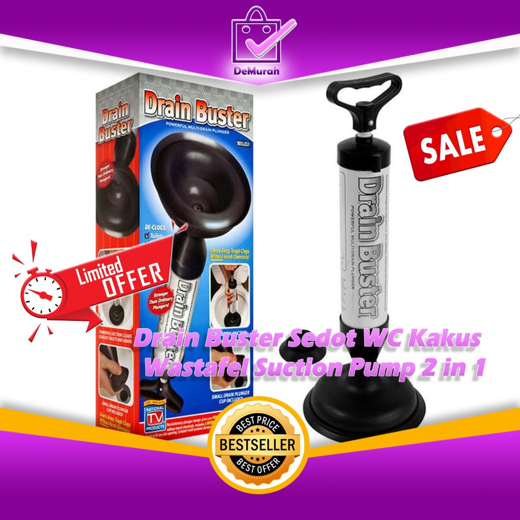 Drain Buster Pompa Alat Pompa Pendorong WC Mampet High Pressure 17 cm Gagang Ergonomis Anti Bocor Wa