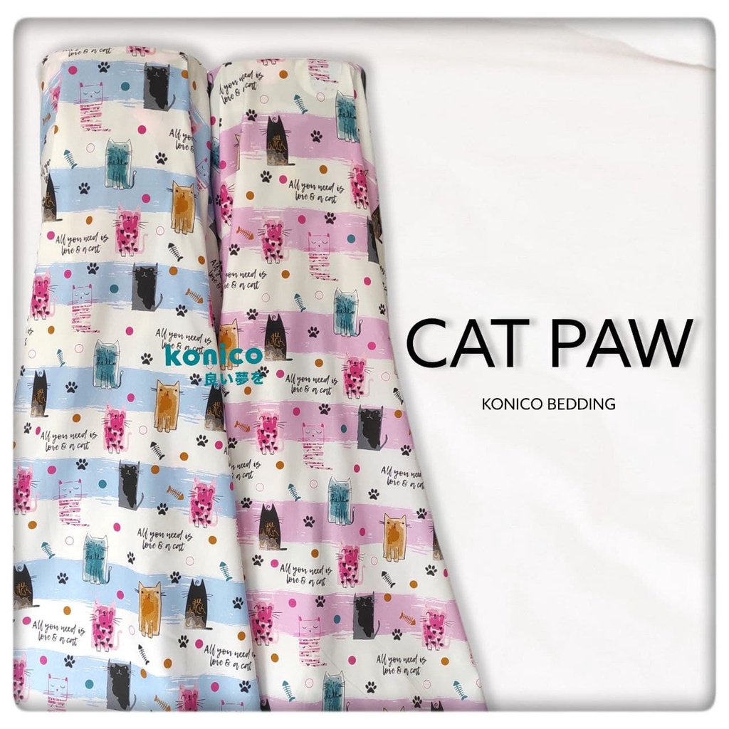 KONICO Bahan Kain Sprei Bahan MIKROTEX Motif CAT PAW anak Meteran (kain meteran)