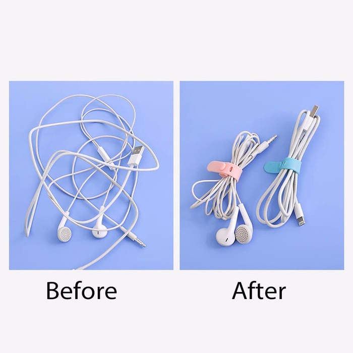 Silicon Cord Cable Holder Tali Pengikat Kabel Clip Charger Headset