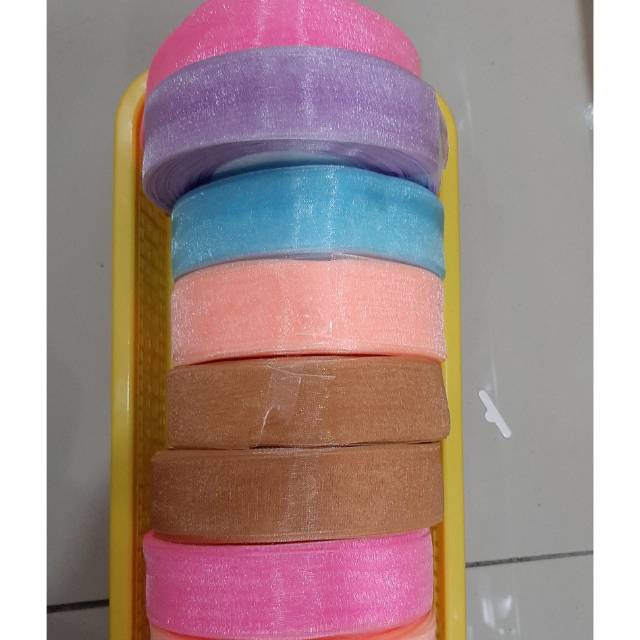 

♡ Pita Organdi / Pita Kaca / Pita Kado / Pita Dekorasi / Pita Hias 2.5cm 25yard