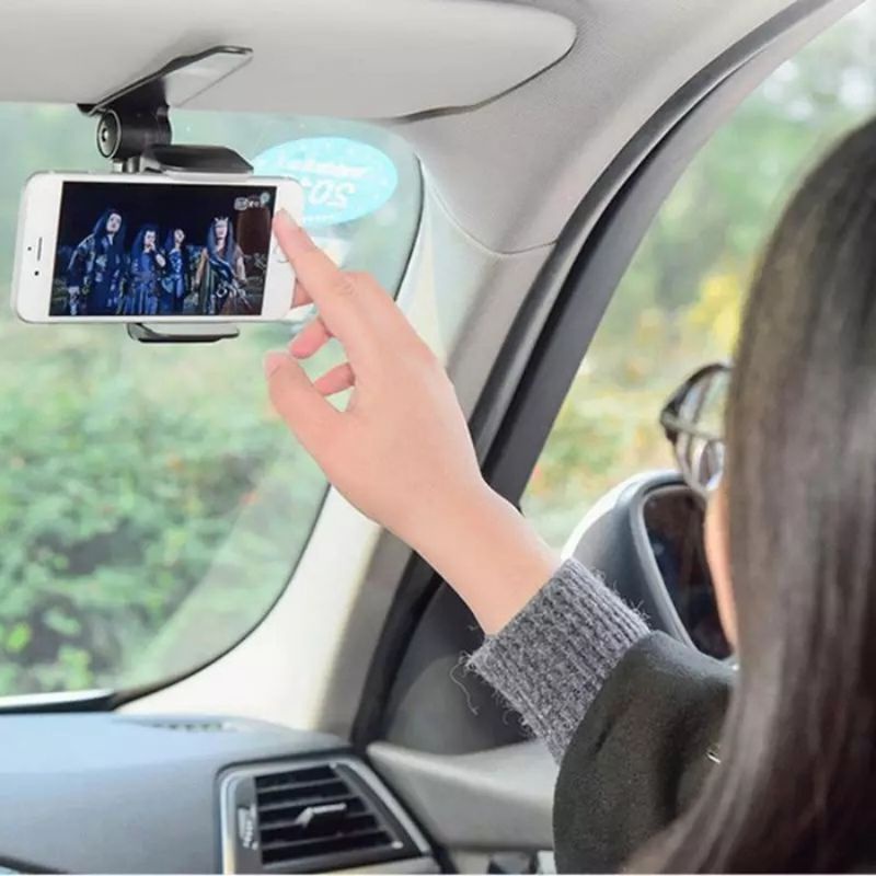 Car Holder Phone Sun Visor Docking Dudukan HP Jepit di Sunvisor Mobil