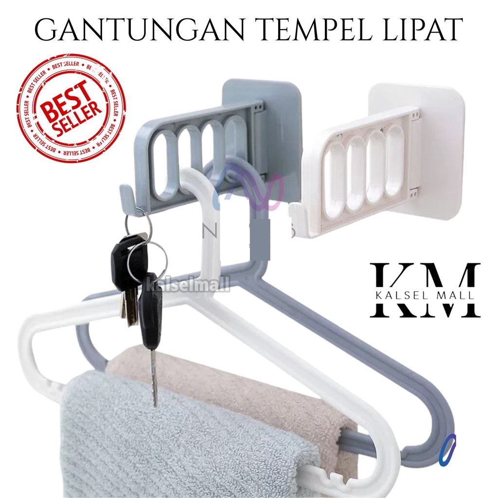 Gantungan Hook Tempel Dinding Stand Hanger Kunci Baju Topi Masker Multi Fungsi Ajaib Alat Pengait Penggantung Tembok Multifungsi Murah Bayi Magic Hanger Wall Folding ART7