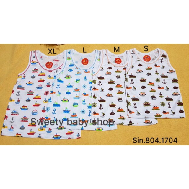 Singlet bayi 3-18m isi 3pcs cewek cowok 2 motif katun full print / kaos kutang anak/baju santai