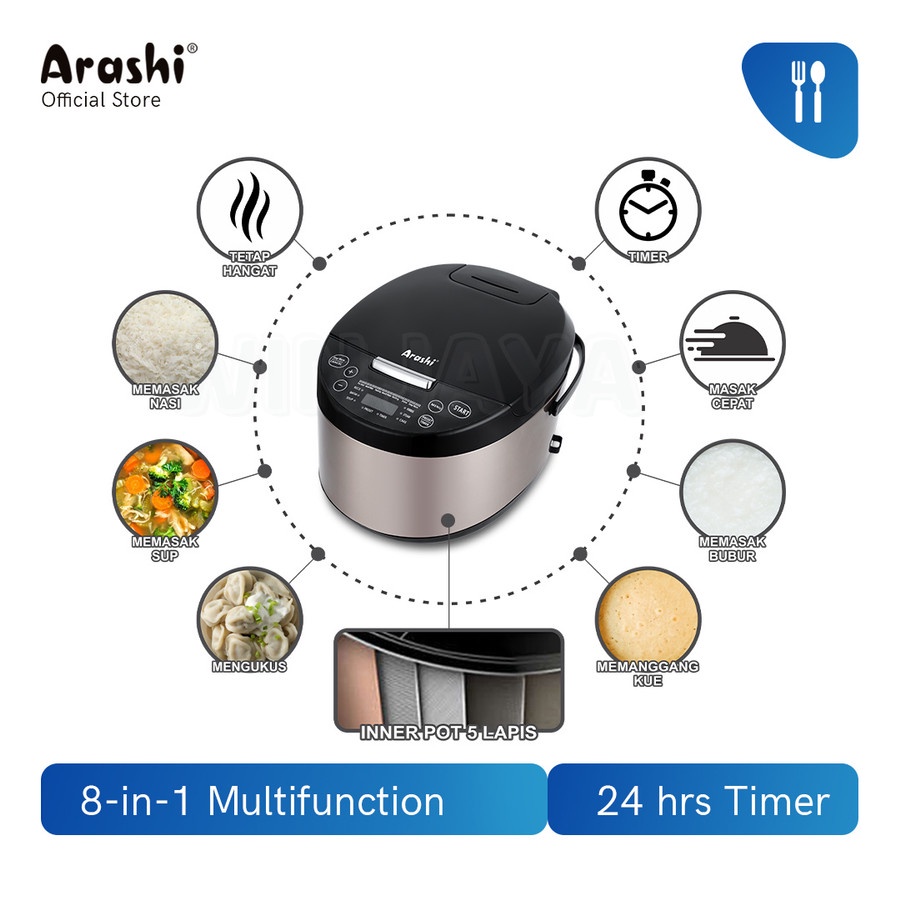 MAGIC COM ARASHI ADC 2001 DIGITAL RICE COOKER 2 LITER PENANAK NASI