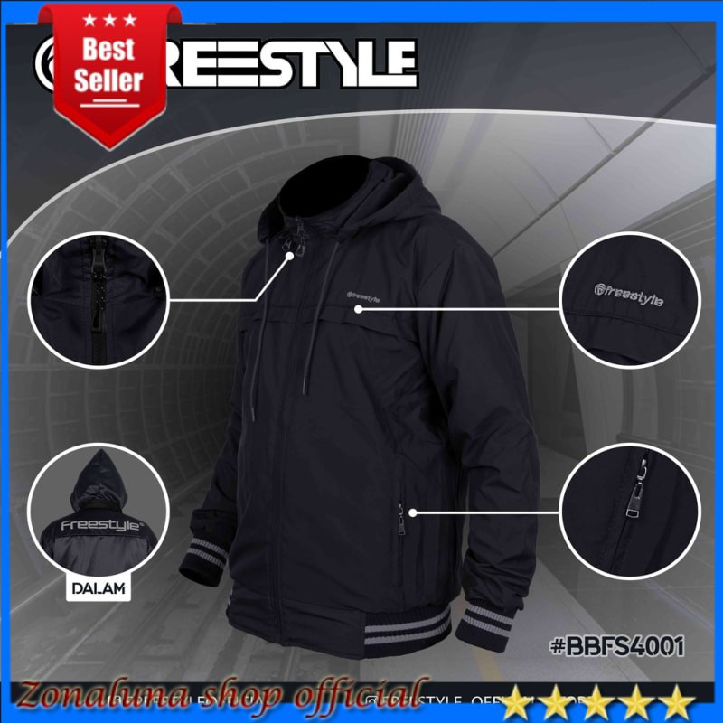 [COD] Jaket FREESTYLE Pria Parasut Casual Bolak Balik BB Jumbo BigSize Wanita Unisex Waterproof