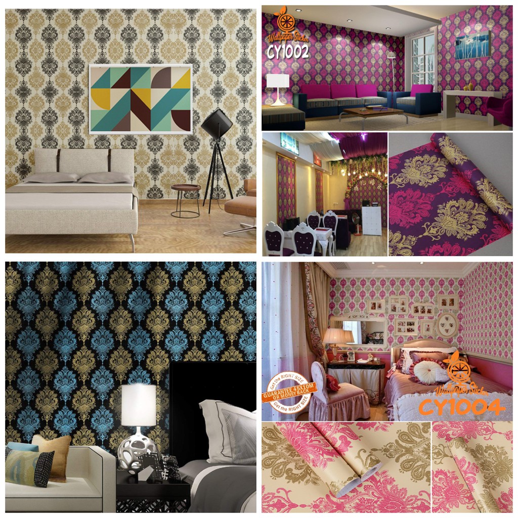 Wallpaper dinding 3d motif elegant / Wallpaper dinding kamar tidur anak wallstiker Motif Batik Cy1004 45cm x 9m