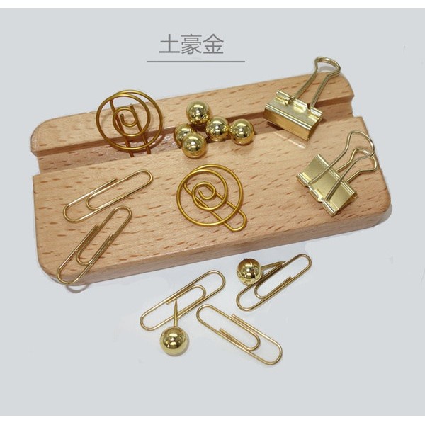 65pcs/set Binder Clips Push Pins Gold and Rose Gold Stationery Combination Set