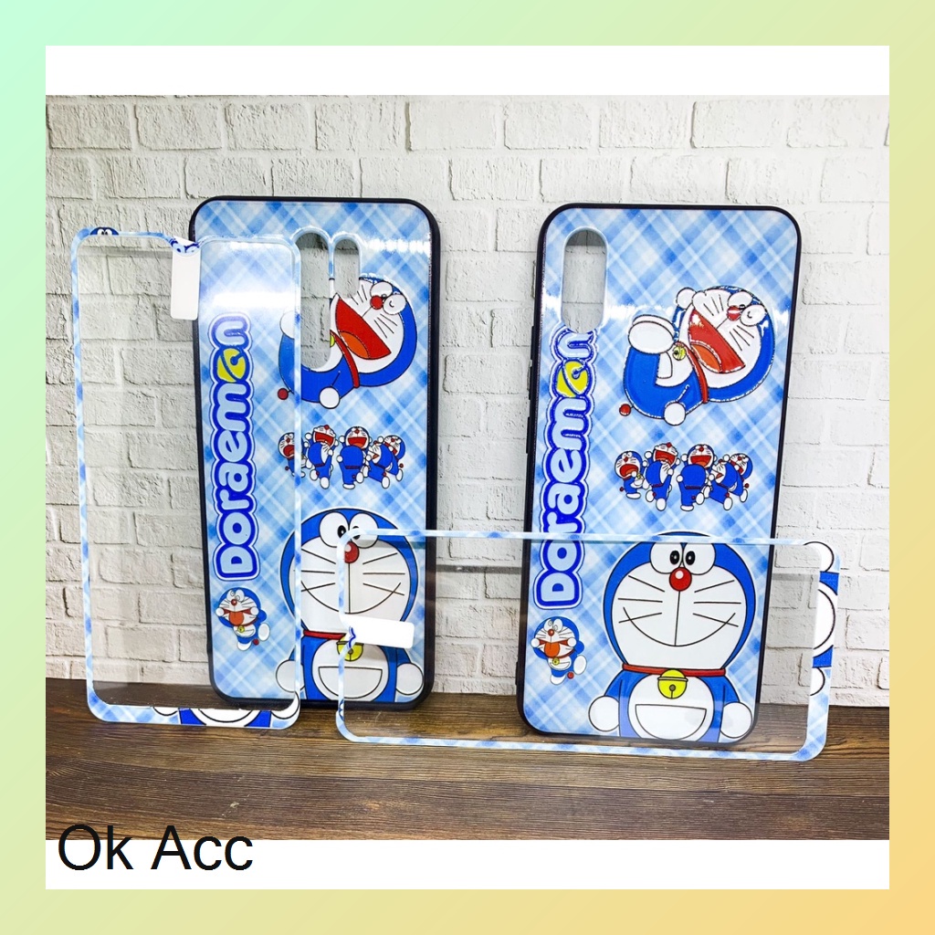 BARU CASE BONUS TG Kaca case motif karakter Oppo A5s/A7/A12/A11k,A1k Realme 2 Pro/U1/U2,C2,5/C3/5i/5s,C15 Vivo Y11/Y12/Y15/Y17,Redmi 9/Prime,9A HCTG 01 02 06 07 08 09