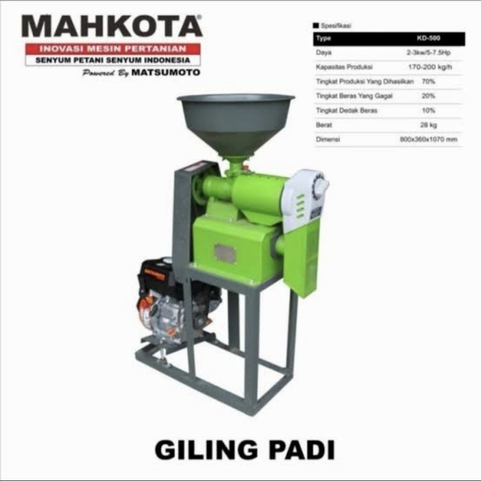 Gilingan Padi MAHKOTA KD 500 - Mesin Giling Padi KD500