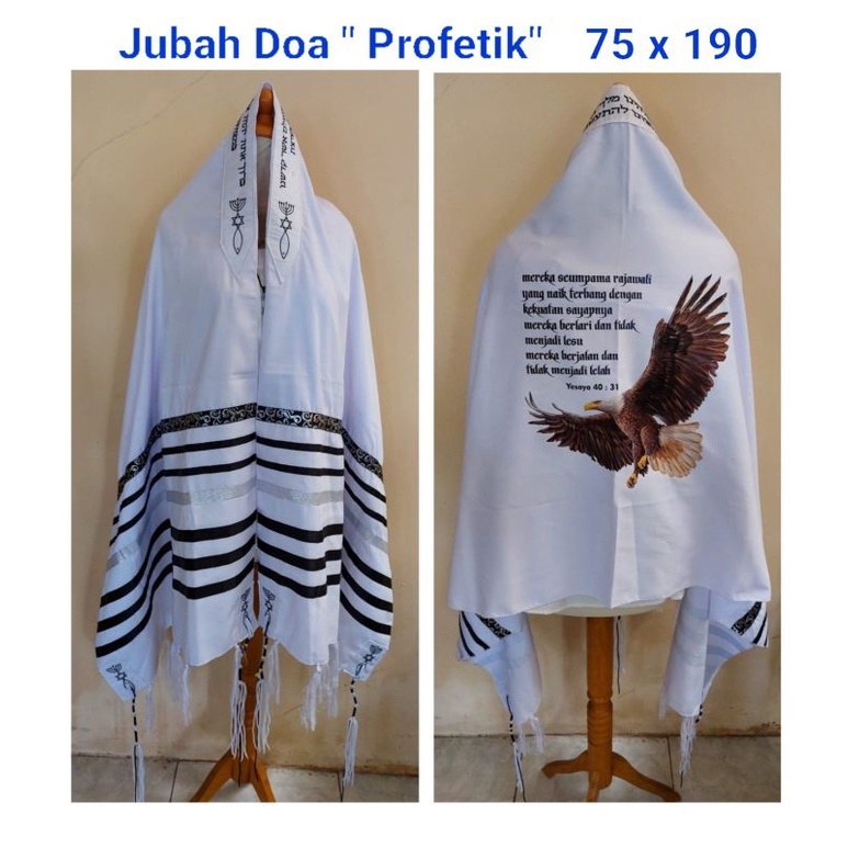 Tallit Gambar Talit Rajawali Singa Yehuda Bintang Daud Merpati Roh Kudus Menorah Harpa Profetik