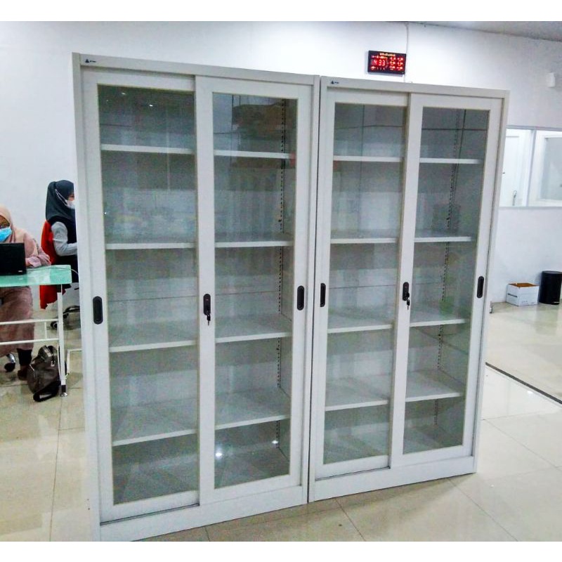 Jual lemari file kaca lemari pintu sliding lemari kaca new | Shopee