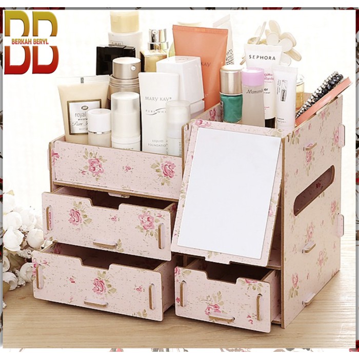 Rak Kosmetik Bahan Kayu CERMIN