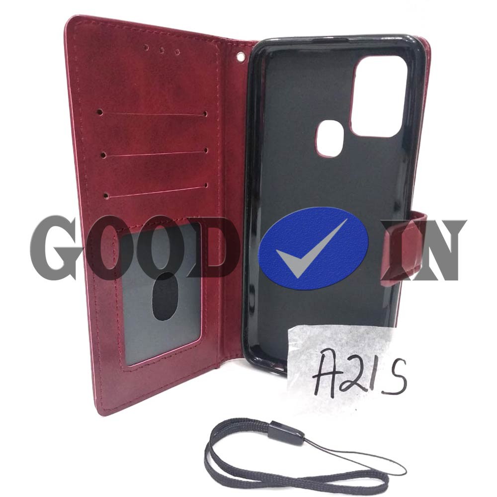 Flip Case - Flip Polos - Case Dompet Kulit Polos - Case Samsung A21S