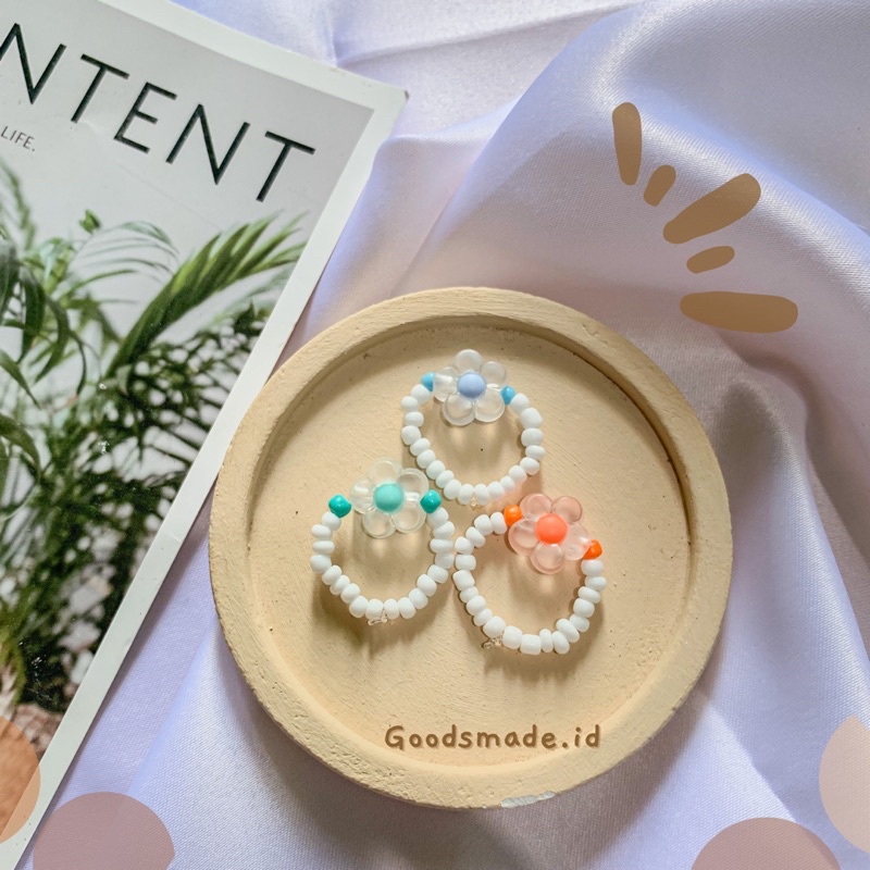 CINCIN MANIK PUTIH BUNGA PASTEL