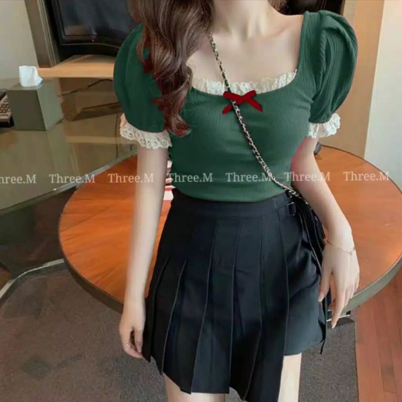 MDLV ~ 1386 KNIT RIBBON TOPS KOREA ATASAN RAJUT KOREA TOP RAJUT KOREA ATASAN IMPORT FASHION IMPORT