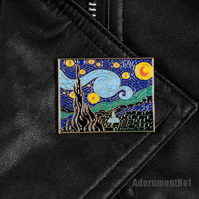 (Adornmentno1) Bros Pin Desain Lukisan Langit Berbintang Van Gogh 's Masterpiece Romantis