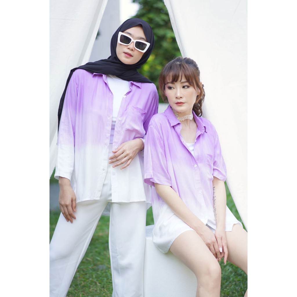 JANE COLLECTION || Kemeja Rayon Lengan Panjang Tie Dye Ombre Ubud Longsleeve Shirt Rayon