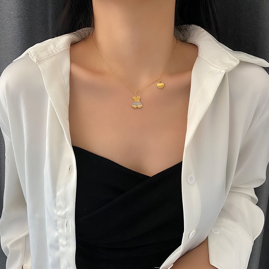 Enxi Kalung Emas Asli Kadar 375 Kalung Beruang Cinta Lucu Wanita N-22075