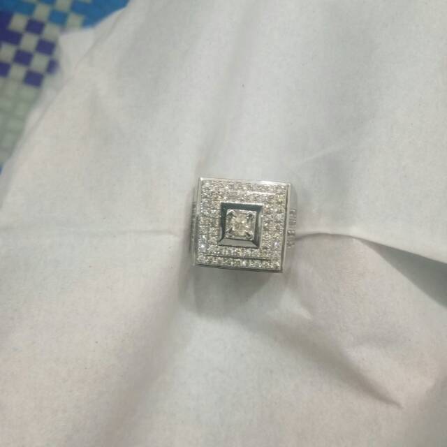 Cincin full berlian pria mata utama 0.20 ct keliling berlian eropa full ring palladium ringsize19/20