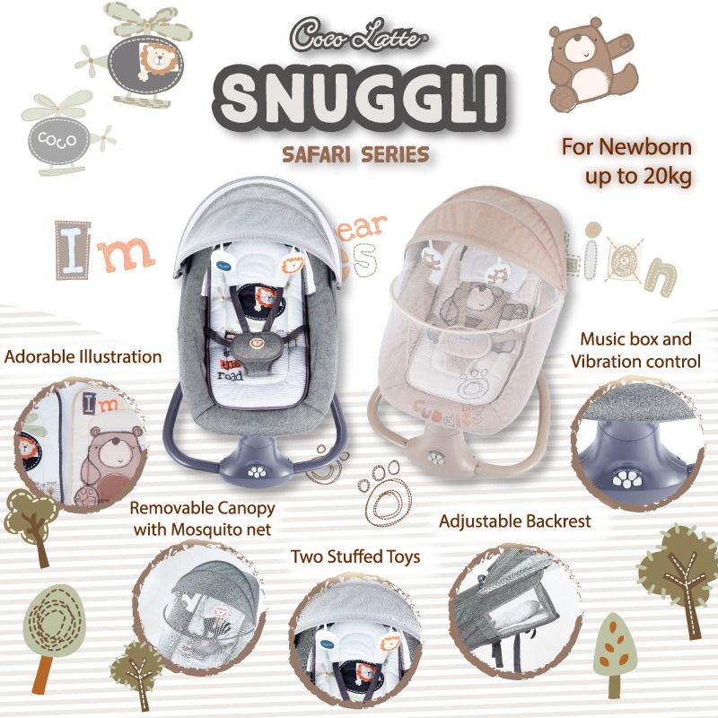 Bouncer Cocolatte Snuggli Elektrik/ Snuggli 6 in1 /Snuggli 2.0 /SNUGGLI 2.0 With Footrest CLASSIC /Patio/ Babydoes Claptown/ snuggli priv/ Claptown 2.0