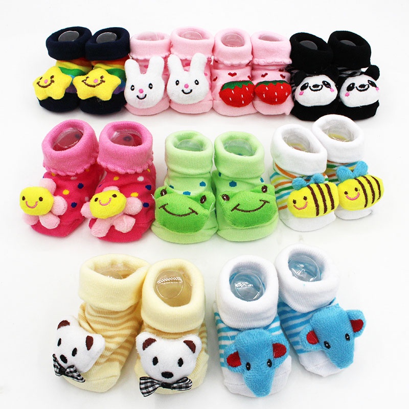 HIPPO LAND Kaos Kaki Bayi Boneka Karakter 3D Sepatu Bayi Lucu TANPA Rattle Anti Slip Murah Baby Sock Import 112-113