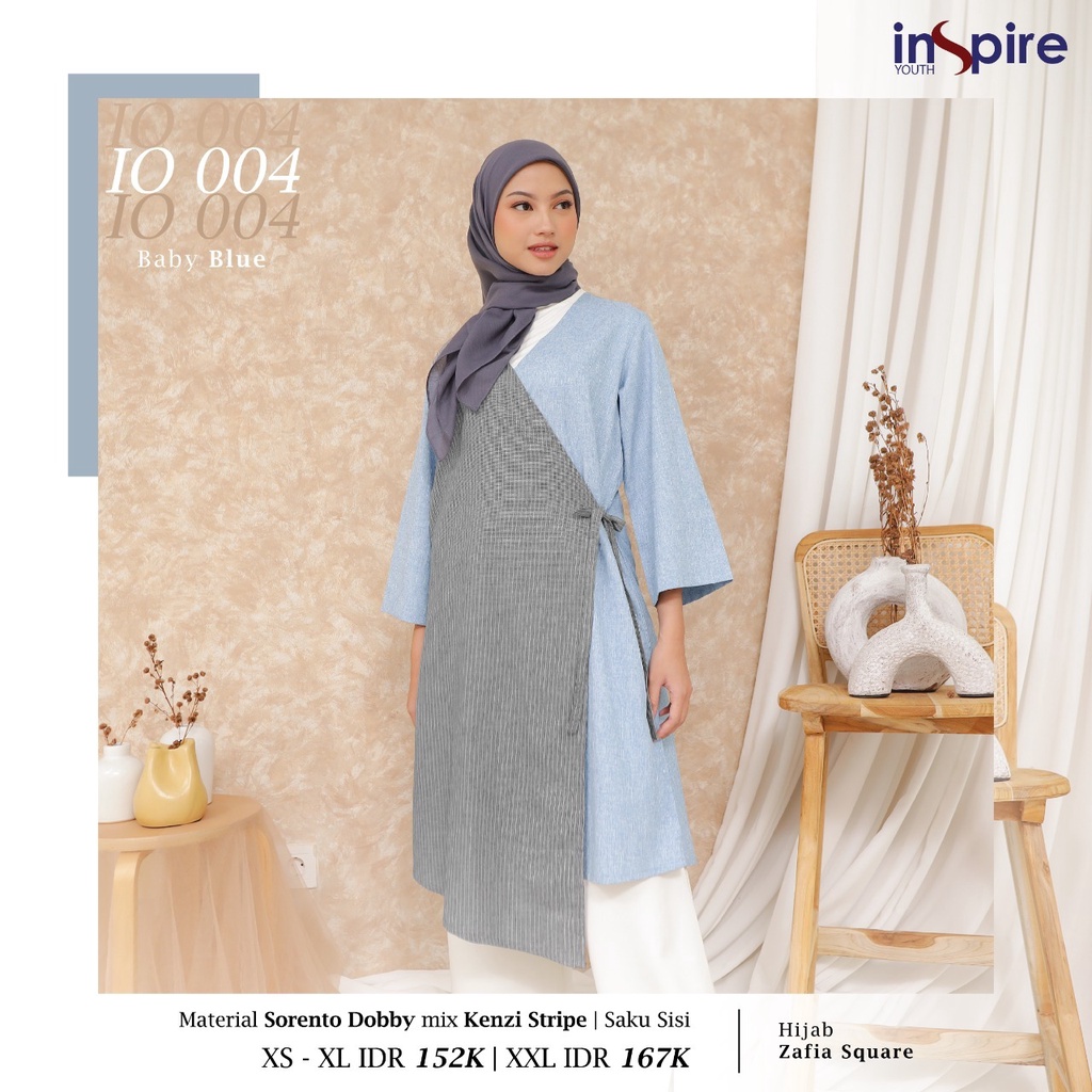 Inspire Outer IO 004 Bahan Sorento Dobby Mix Kenzi Stripe Cardigan Anak Kuliah Simple