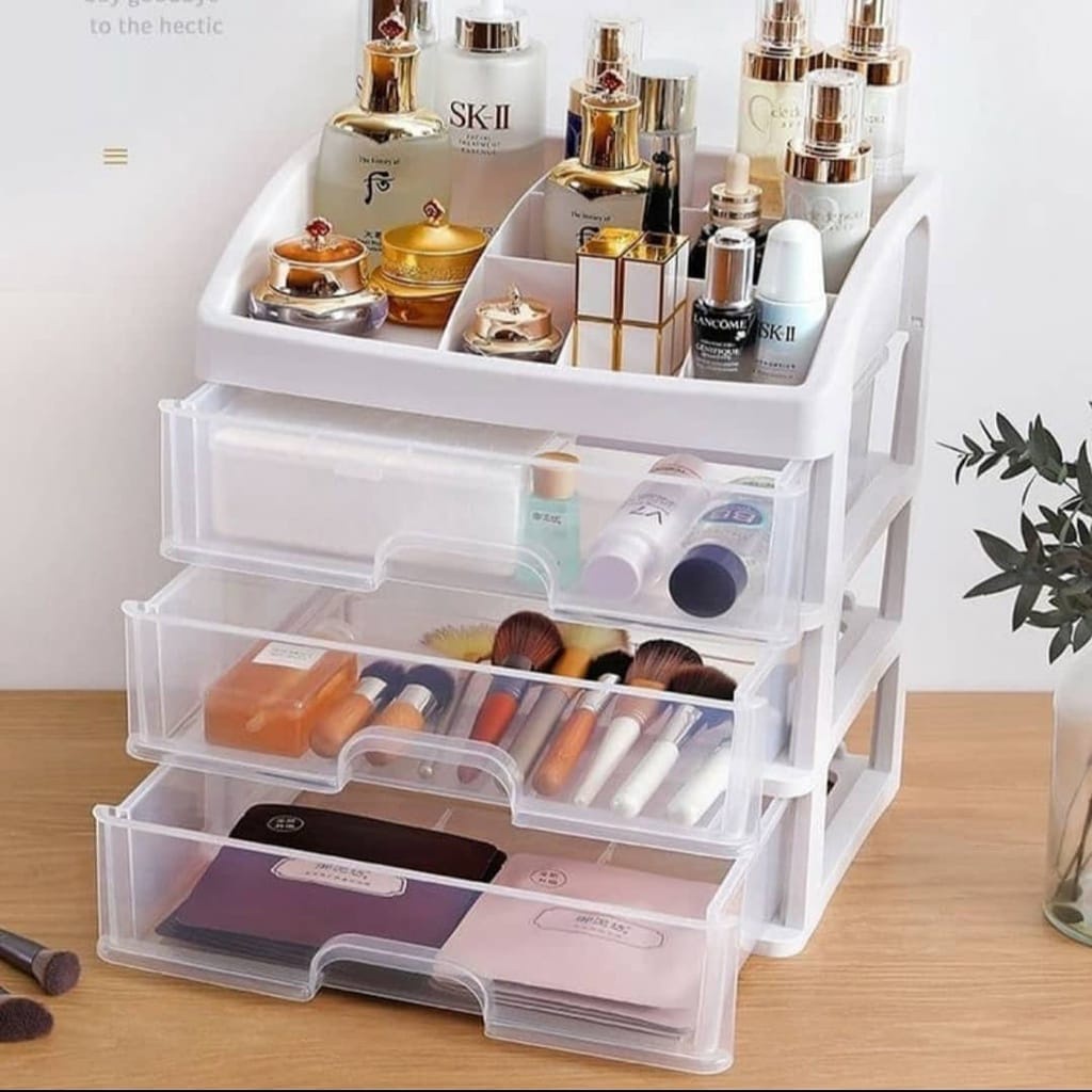 (3 SUSUN) Rak Kosmetik Laci Kosmetik Plastik 3 Susun - Rak Makeup Organizer