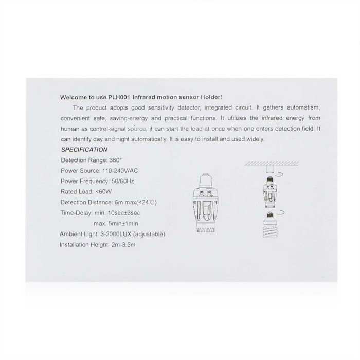 

Murah Smart Fitting Lampu Bohlam E27 Infrared Sensor Lamp Holder - Sp-Sl01 Trendi