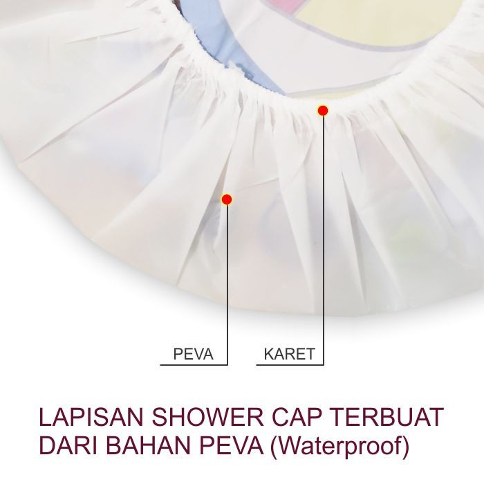 Shower Cap Karakter Kartun / Topi Mandi Lucu / WaterProof