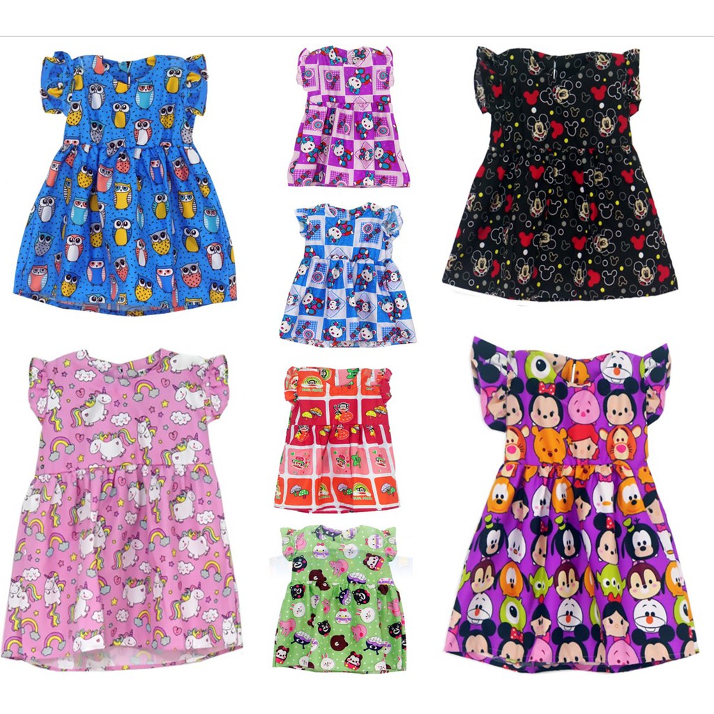 PA DRESS KARAKTER ANAK DASTER RUFFLE ANAK BAJU ANAK PEREMPUAN HOME DRESS TERLARIS