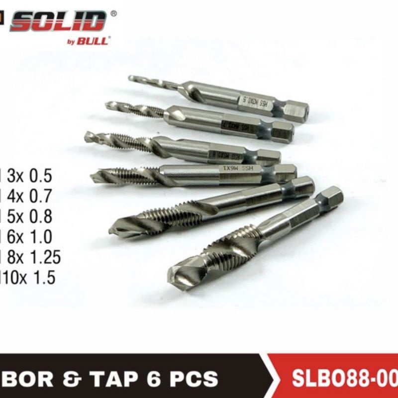 Mata Bor Tap Drill Solid 6 Pcs