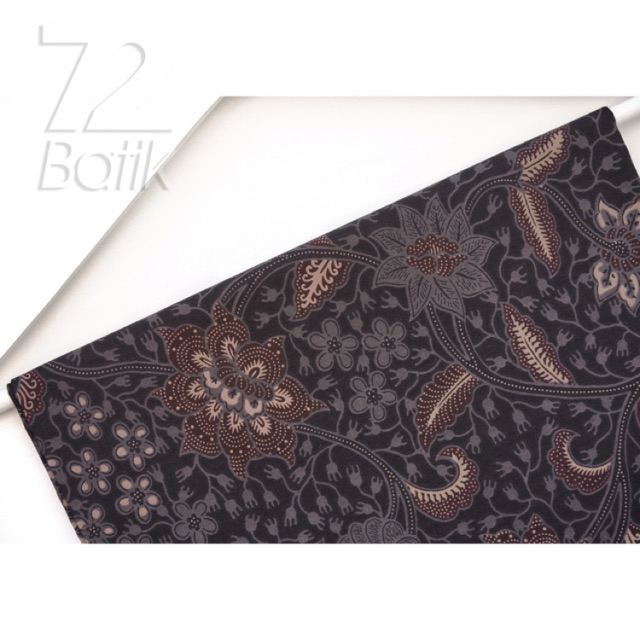 KAIN BATIK KATUN Premium Motif Kembang Warna Hitam Soft Black Item 729377 Cap 72 Jarik Jarit Samping Kebat Panjang Batik Katun Modern Premium Bahan Seragam Batik Pernikahan Kantor Keluarga Murah Kamen Jadi Batik Bali Lembaran