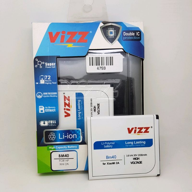 Baterai Vizz Xiaomi BM40/Mi 2A