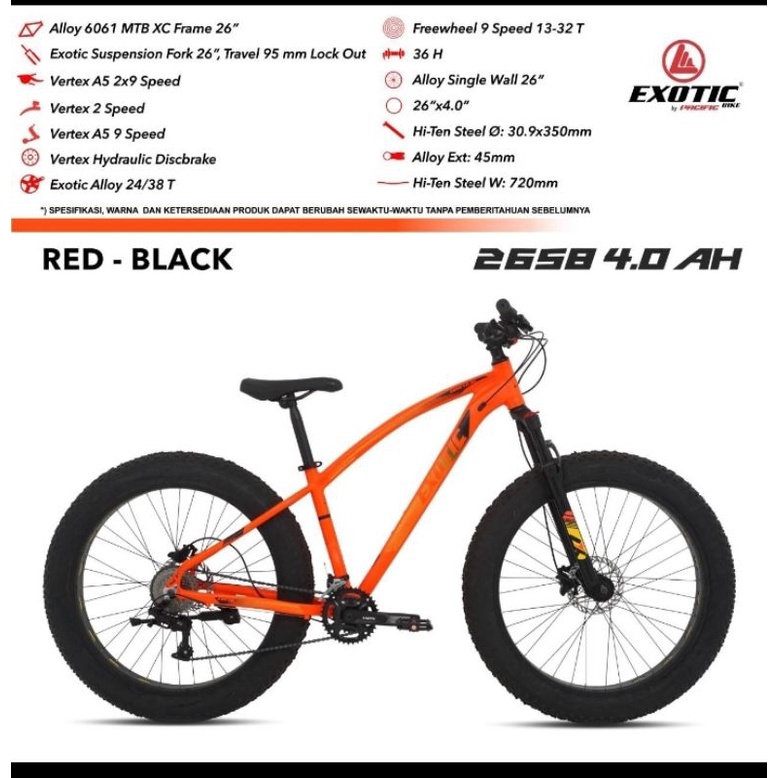 Sepeda Gunung 26 Inch MTB EXOTIC 2658 4.0 AH 9 Speed Rem Hydraulic Ban Besar