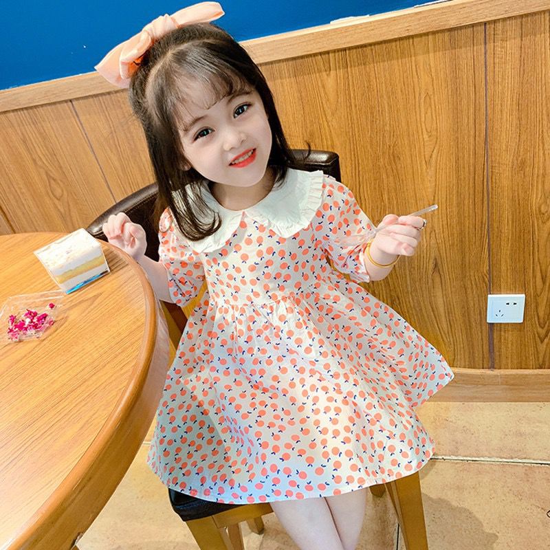 Dress Anak Perempuan Import Kerah Motif Buah Peach