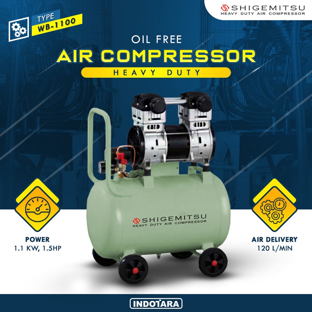 Kompresor Angin Oil Free 1.5HP Shigemitsu WB1100 1A36L