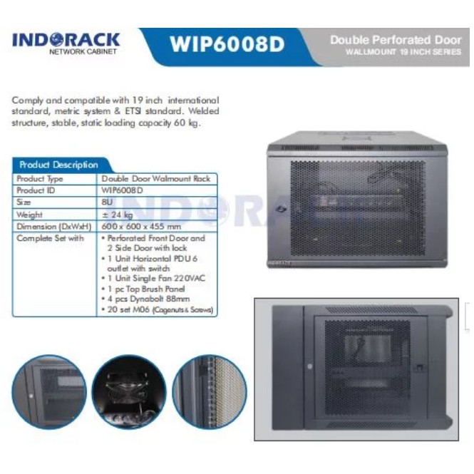 Wallmount Rack WIP6008D Rack Server 8U Single Perforated Door 19 inch Series