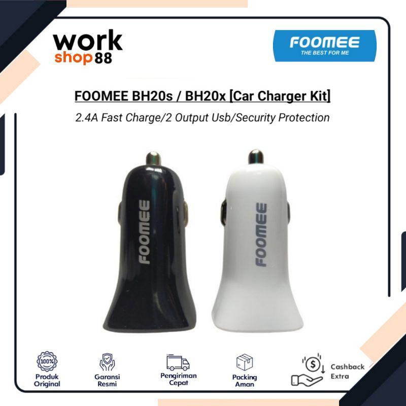 Baru FOOMEE BH20x Car Charger Fast Charging 2.4A - New Original Garansi Resmi - Pengisian Cepat Hand