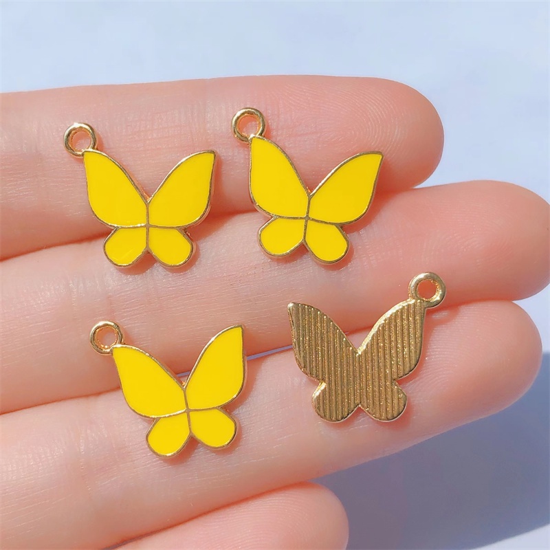 4pcs Liontin Kupu-Kupu Enamel Untuk Aksesoris Perhiasan Gelang DIY