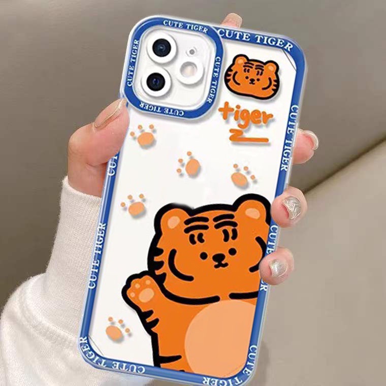 Soft Case Silikon Transparan Motif Harimau Untuk IPhone 11 XS XR X 8 7 6 Plus Mini 14 13 12 Pro Max