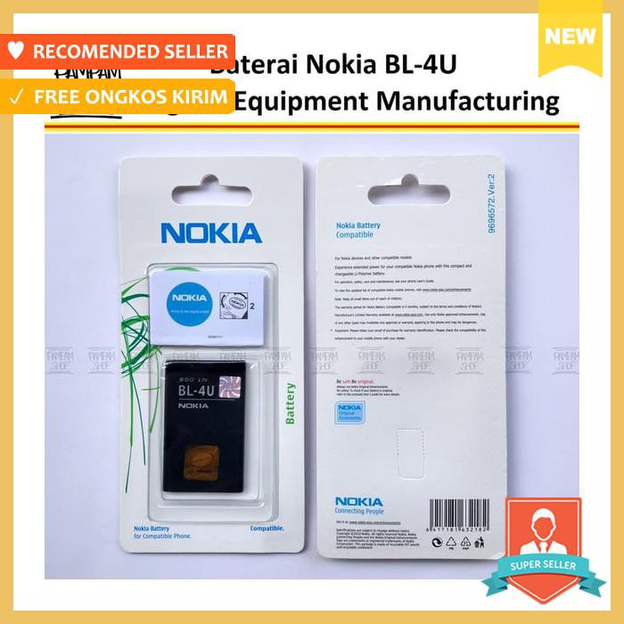 BATERAI HANDPHONE - BATERAI NOKIA ASHA 210 300 305 306 308 309 310 501 BL4U BL 4U ORIGINAL