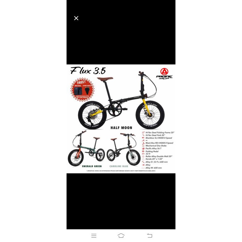 Sepeda lipat 20 Inch Pacific Flux 3.5 8 speed
