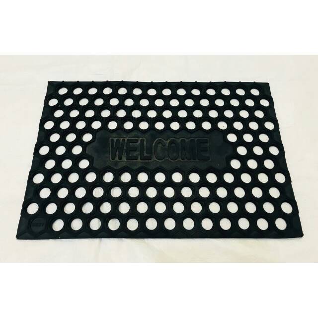INDOLINE - KESET COMPOS KARET LUBANG 40X60 - KESET KAMAR MANDI ANTI SLIP - KESET KARPET KARET HITAM PREMIUM