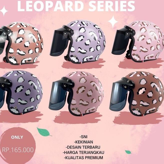 Get It Helm Bogo Dewasa Cewek Full Leher SNI Aesthetic Leopard