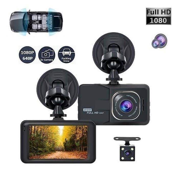Kamera Mobil / dash cam Camcorder DOUBLE LENSA DEPAN BELAKANG FULL HD